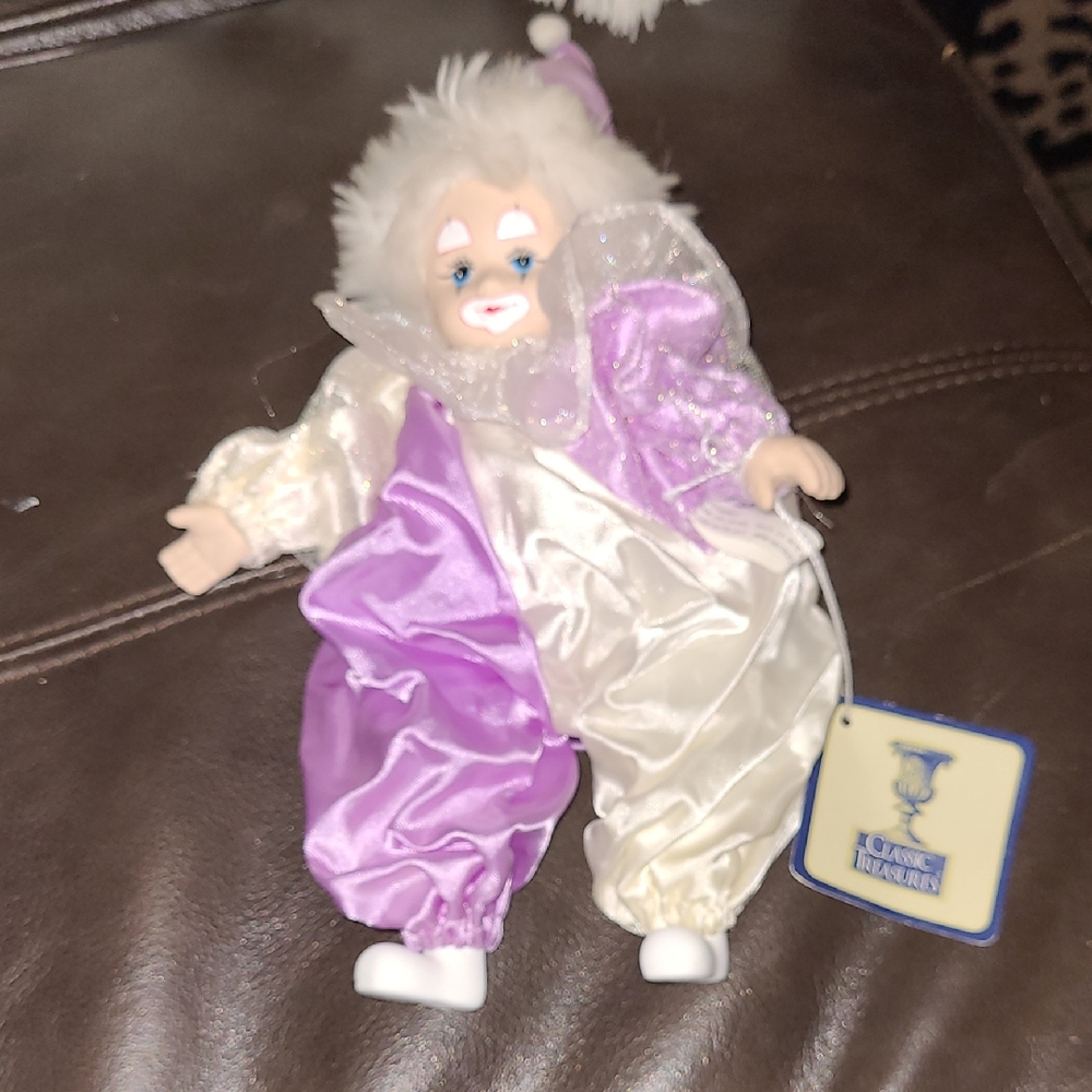 Classic Treasures Purple and White Clown Doll Vintage